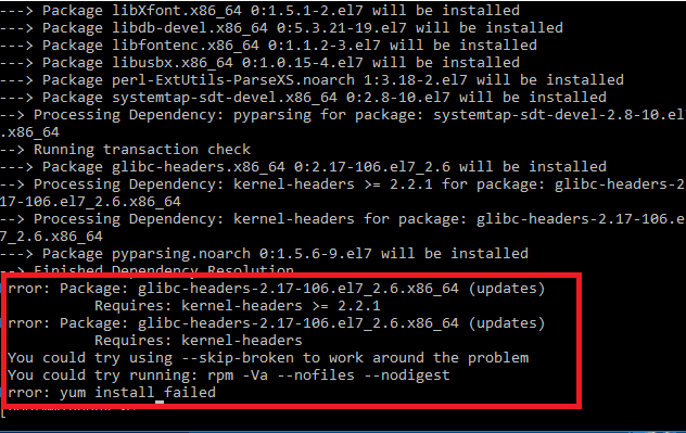 Khắc phục lỗi "Requires: kernel-headers >=..." khi cập nhật glibc-header trên CentOS 1