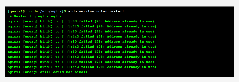Sửa lỗi [emerg]: bind() to 0.0.0.0:80 failed (98: Address already in use) khi khởi động Nginx 1