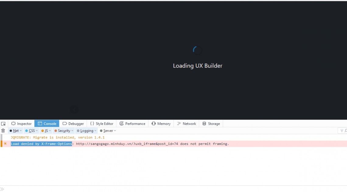 Sửa lỗi "Loading UX Builder Load" ... "Denied by X-Frame-Options" của giao diện Flatsome 5