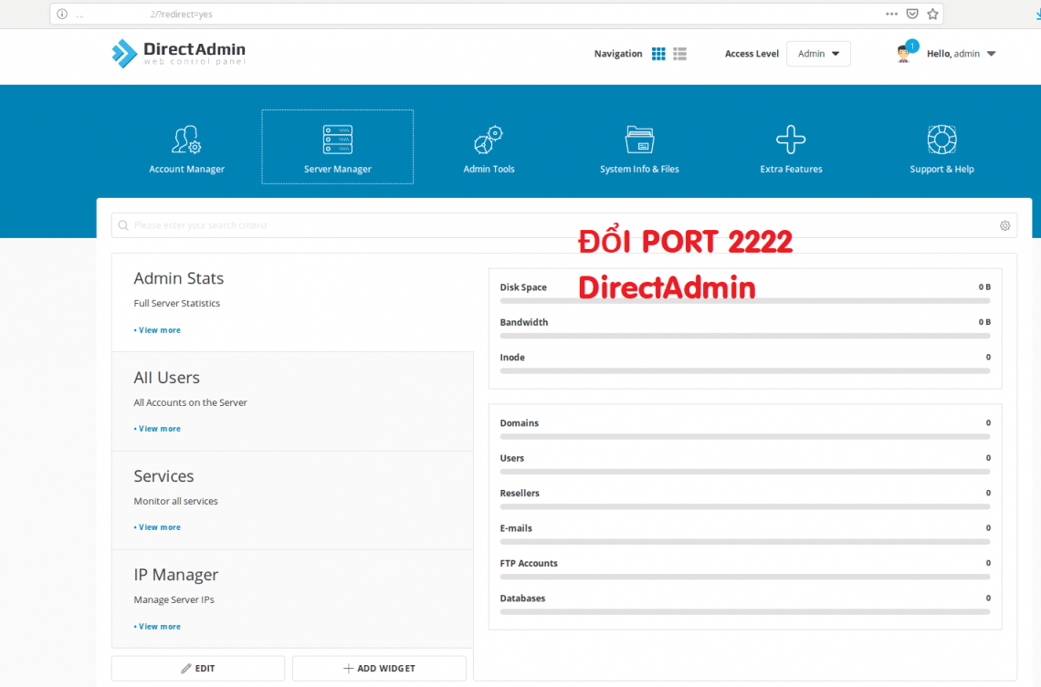 Hướng dẫn đổi port 2222 mặc định của DirectAdmin 1