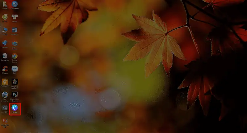 Mở ứng dụng Canva đ&atilde; tải về tr&ecirc;n m&agrave;n h&igrave;nh Desktop