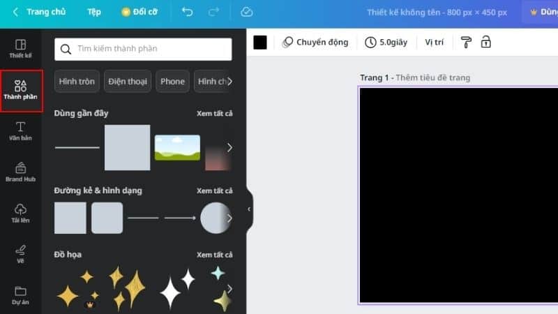 Chọn v&agrave;o &ocirc; th&agrave;nh phần b&ecirc;n tr&aacute;i của m&agrave;n h&igrave;nh 