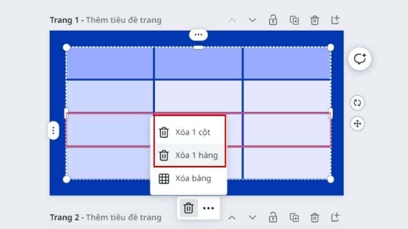 Chọn phần X&oacute;a h&agrave;ng hoặc cột bạn muốn