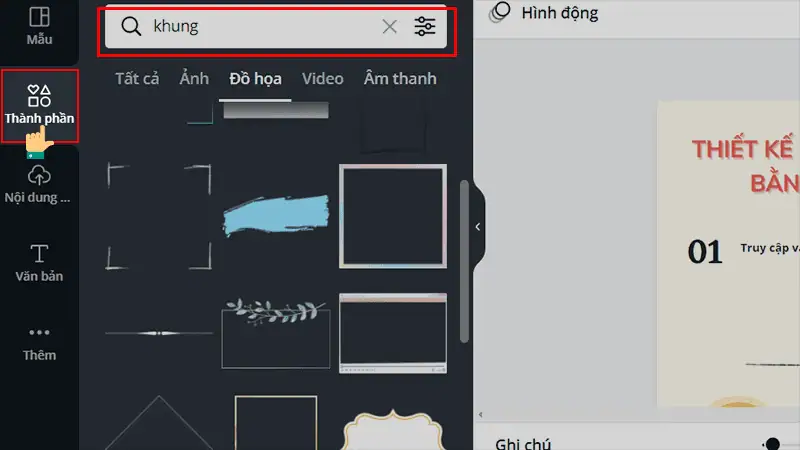 V&agrave;o mục Th&agrave;nh phần v&agrave; t&igrave;m kiếm những từ kh&oacute;a để ch&egrave;n những h&igrave;nh ảnh, nh&atilde;n d&aacute;n 