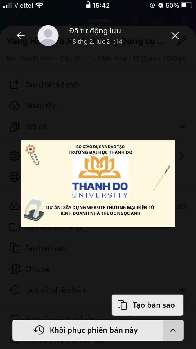 Tạo bản sao phi&ecirc;n bản n&agrave;y