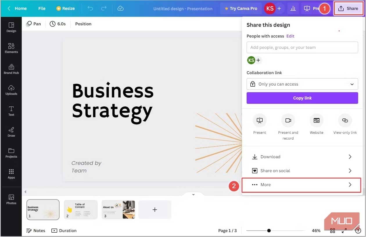 Chia sẻ file tr&ecirc;n Canva