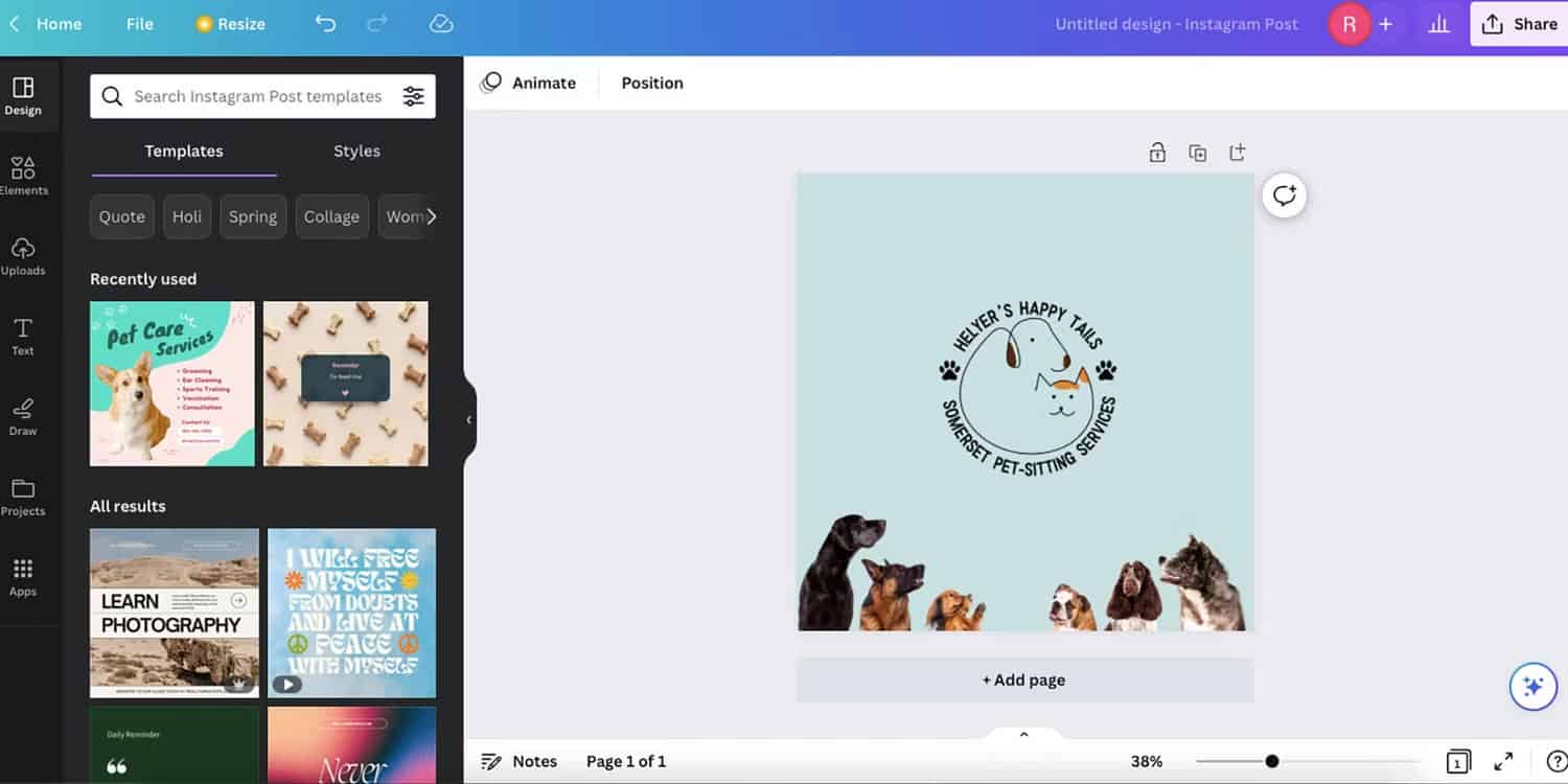 Cách tạo và xuất bản template của riêng bạn trên Canva 4 Cửa sổ chỉnh sửa Canva