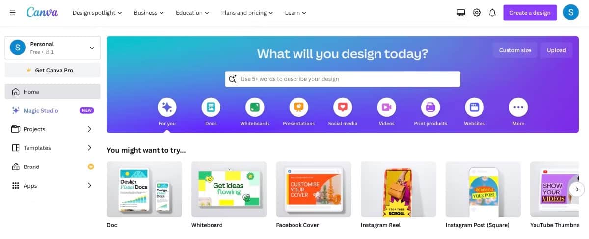 Trang web ch&iacute;nh thức của Canva