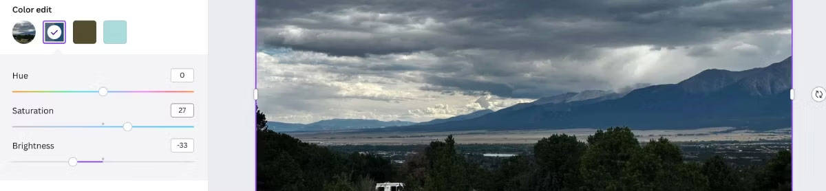 C&aacute;c t&ugrave;y chọn chỉnh sửa m&agrave;u sắc đang mở