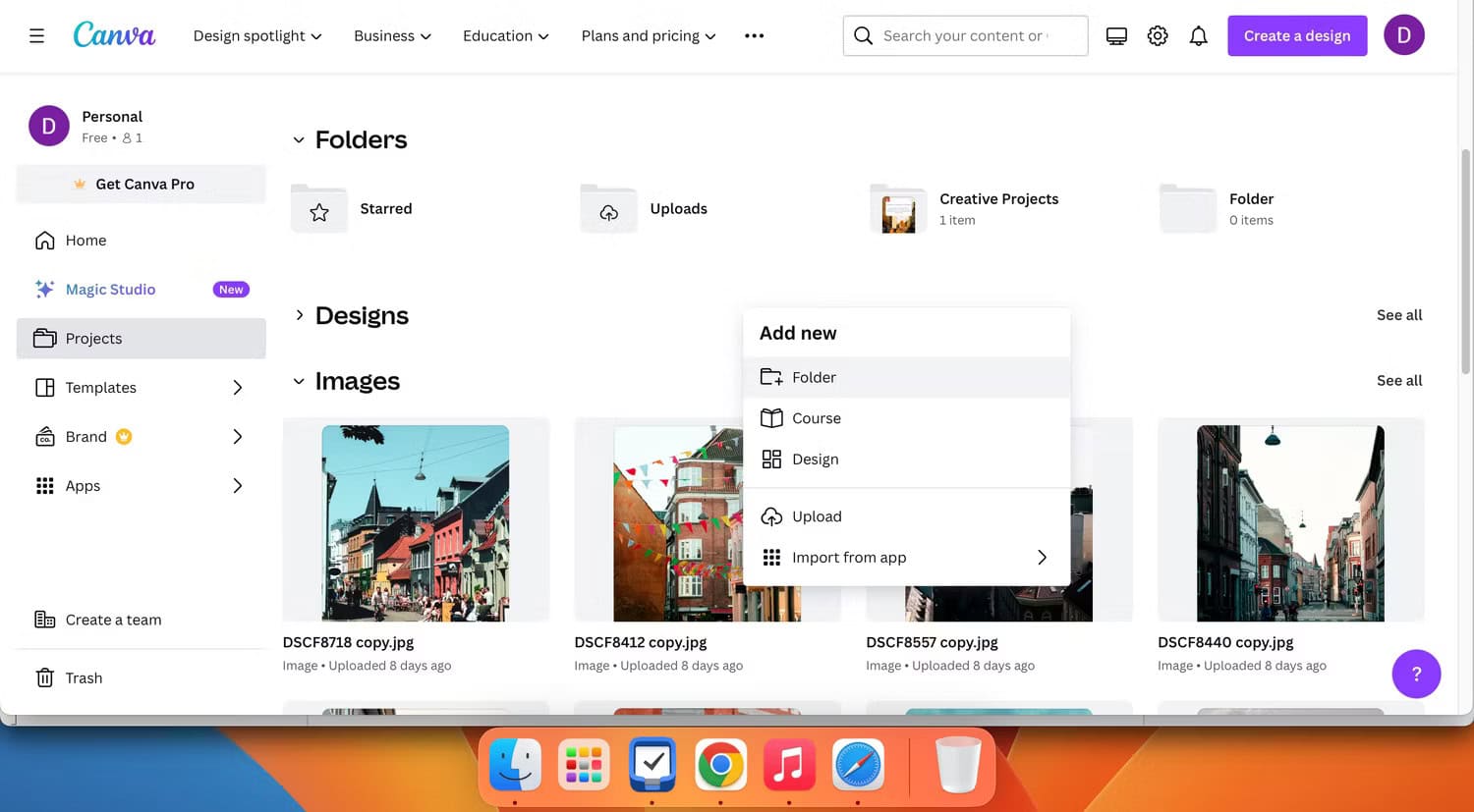 Th&ecirc;m thư mục mới khi sử dụng Canva