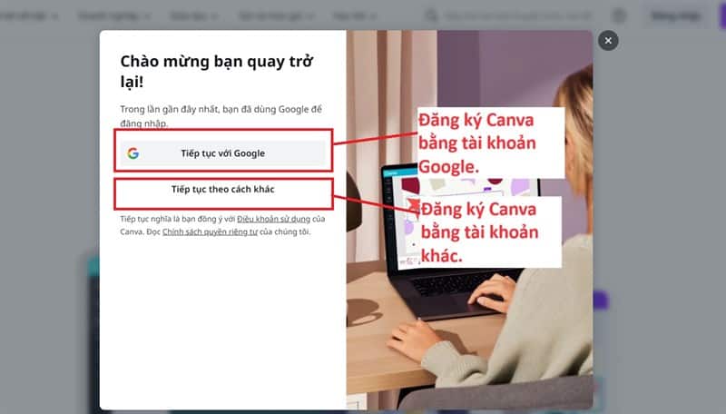 Chọn phương thức đăng ký Chọn phương thức đăng ký