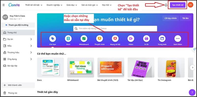 Tạo thiết kế mới Tạo thiết kế mới