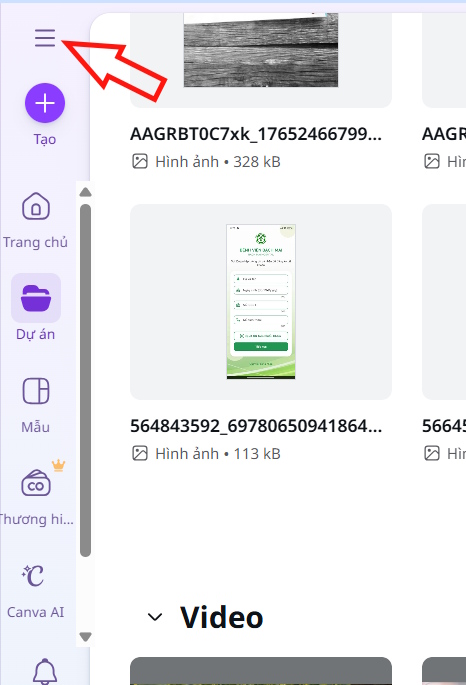 Mở rộng menu quản l&yacute; trong Canva 